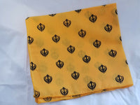 Sikh punjabi singh kaur yellow khalsa khandas bandana head wrap gear rumal hanky