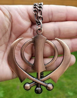 Punjabi sikh large copper colour singh kaur khanda car rear mirror pendant ss7