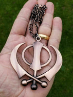 Punjabi sikh large copper colour singh kaur khanda car rear mirror pendant ss7