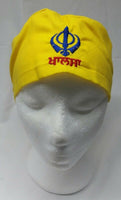 Sikh punjabi turban patka pathka singh khanda bandana head wrap yellow colour