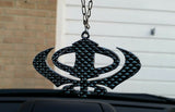 Wide silver khanda punjabi sikh plastic pendant car rear mirror hanging in chain