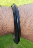 Black sarbloh pure iron kada lines heavy sikh singh kaur khalsa kara bangle l3