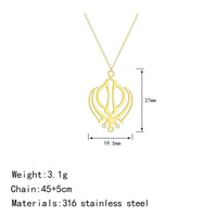 Stainless steel khanda sikh singh kaur gold or silver tone pendant chain s20 new