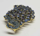 Peacock brooch blue purple vintage look celebrity broach gold plated pin ggg94