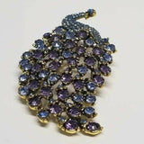 Peacock brooch blue purple vintage look celebrity broach gold plated pin ggg94