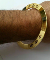 Gold plated laser engraved khandas sikh singh khalsa chakri kada bangle kara da1