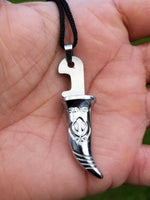 Stainless steel or gold tone sikh singh kaur sword khanda engraved pendant aa