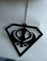 Black acrylic khanda punjabi sikh singh pendant car rear mirror hanging chain ss