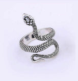 Evil eye protection amulet silver plated snake hindu lucky ring adjustable z26