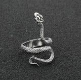 Evil eye protection amulet silver plated snake hindu lucky ring adjustable z26