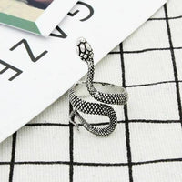 Evil eye protection amulet silver plated snake hindu lucky ring adjustable z26