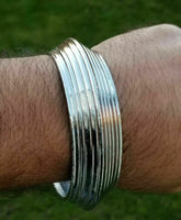 Sikh sarbloh iron lines design chunky bangle heavy singh kaur khalsa kara f7