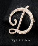 Vintage look gold plated letter faux pearls brooch suit coat broach pin ggg3