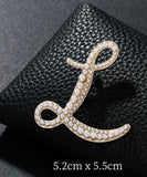 Vintage look gold plated letter faux pearls brooch suit coat broach pin ggg3