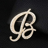 Vintage look gold plated letter faux pearls brooch suit coat broach pin ggg3