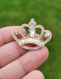 King crown brooch gold silver plated stunning diamonte celebrity queen pin u23