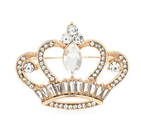 King crown brooch gold silver plated stunning diamonte celebrity queen pin u23