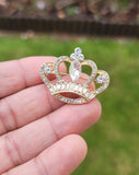 King crown brooch gold silver plated stunning diamonte celebrity queen pin u23