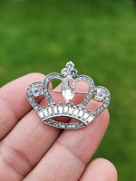 King crown brooch gold silver plated stunning diamonte celebrity queen pin u23