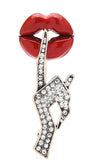 Celebrity sussh lips brooch vintage look gold plated suit coat broach pin jjj18