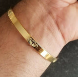 New gold plated laser engraved khandas sikh singh khalsa kara bangle kada d11