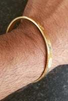 New gold plated laser engraved khandas sikh singh khalsa kara bangle kada d11