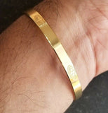 New gold plated laser engraved khandas sikh singh khalsa kara bangle kada d11