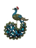 Peacock brooch gold plated broach colourful stones celebrity queen design pin i2