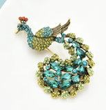 Peacock brooch gold plated broach colourful stones celebrity queen design pin i2