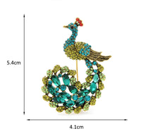 Peacock brooch gold plated broach colourful stones celebrity queen design pin i2