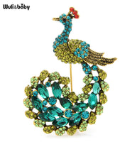 Peacock brooch gold plated broach colourful stones celebrity queen design pin i2