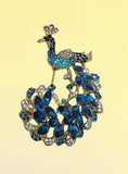 Peacock brooch gold plated broach colourful stones celebrity queen design pin i2