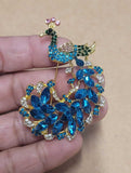 Peacock brooch gold plated broach colourful stones celebrity queen design pin i2