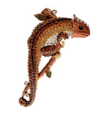 Lizard brooch vintage look stunning diamonte silver gold plated christmas pin j6