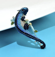 Lizard brooch vintage look stunning diamonte silver gold plated christmas pin j6