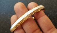 Two tone silver gold plated waheguru engraved sikh singh khalsa kara bangle t2