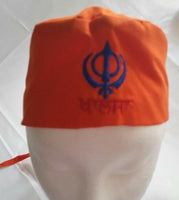 Sikh punjabi kesari orange kids baby patka pathka khanda bandana head wrap gear