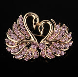 Swan couple broach celebrity lovers brooch vintage look gold plated love pin g76