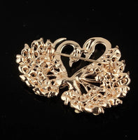 Swan couple broach celebrity lovers brooch vintage look gold plated love pin g76