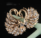 Swan couple broach celebrity lovers brooch vintage look gold plated love pin g76