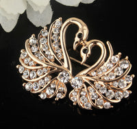 Swan couple broach celebrity lovers brooch vintage look gold plated love pin g76