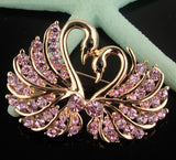 Swan couple broach celebrity lovers brooch vintage look gold plated love pin g76