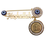 Vintage look gold silver plated mashallah evil eye protection brooch pin jjj50