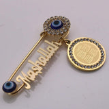 Vintage look gold silver plated mashallah evil eye protection brooch pin jjj50