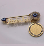 Vintage look gold silver plated mashallah evil eye protection brooch pin jjj50