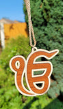 Wooden Ek Onkar car hanger punjabi sikh kaur stunning evil protection pendant C