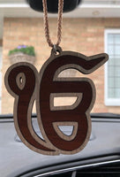 Wooden Ek Onkar car hanger punjabi sikh kaur stunning evil protection pendant C