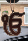 Wooden Ek Onkar car hanger punjabi sikh kaur stunning evil protection pendant C