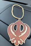 Wooden khanda car hanger punjabi sikh kaur stunning evil protection pendant ccc9