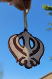 Wooden khanda car hanger punjabi sikh kaur stunning evil protection pendant cc11